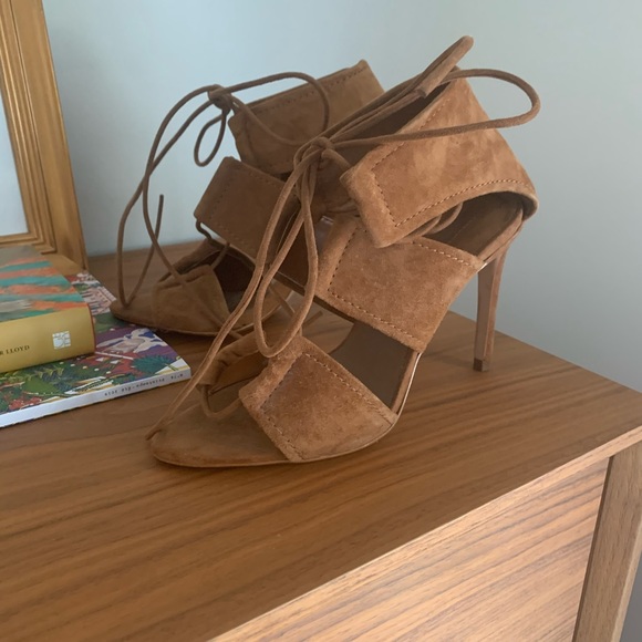 Zara brown suede lace up sandals - Picture 2 of 2